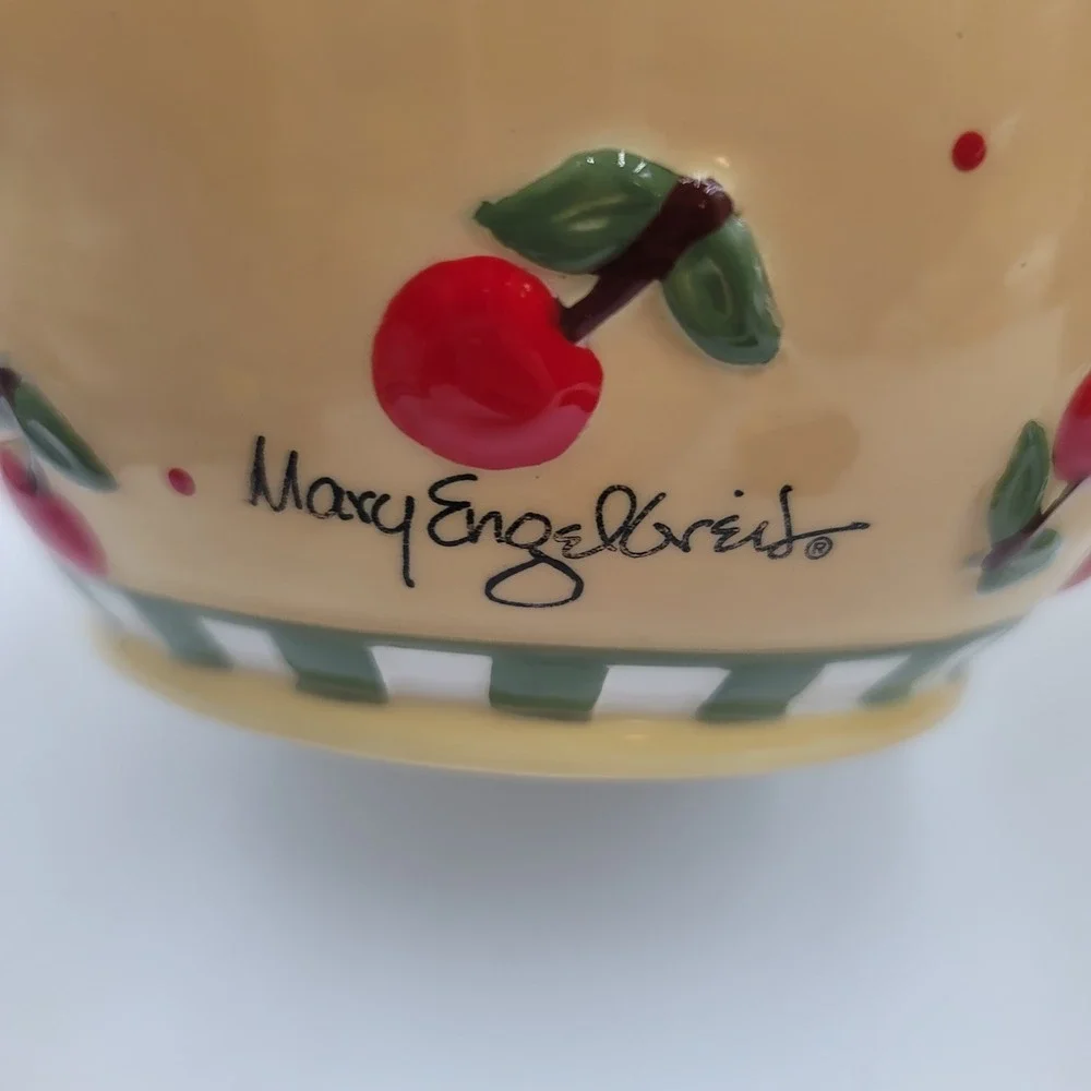 Mary Engelbreit Enesco Cherries Canister Set of 3 VTG 1998 Kitchen Jars 969036